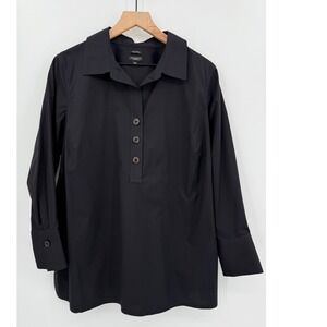 Talbots Shirt Womans 16W Petite Black Long Sleeve Button Down Wrinkle Resistant